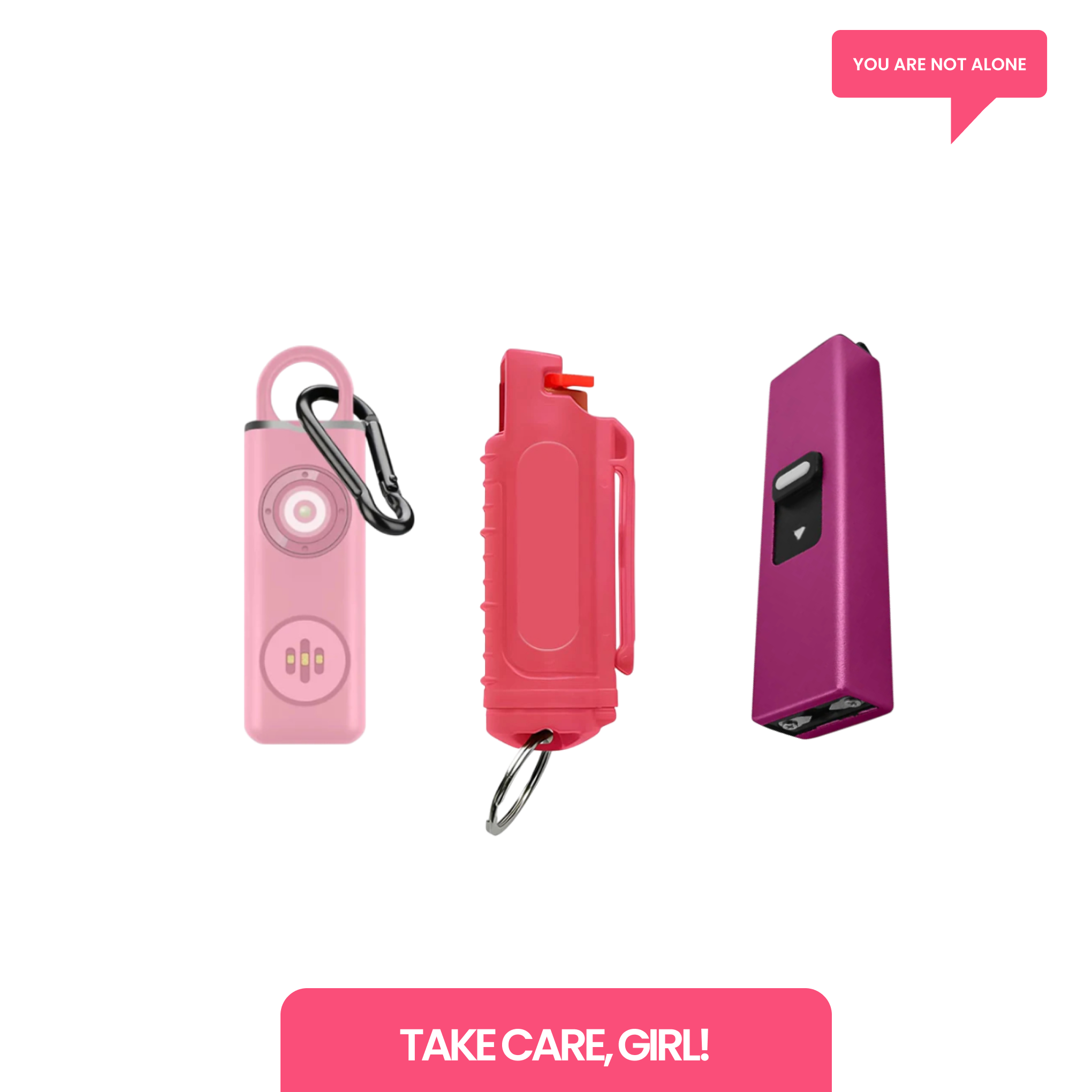 Set - 1 Defense Kit -  Stun Gun, Spray Pepper, Alarm PINK