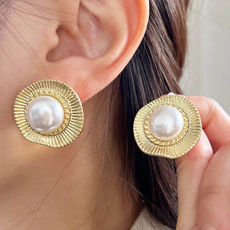 Brincos Barrocos de Pérolas Imitadas Banhados a Ouro