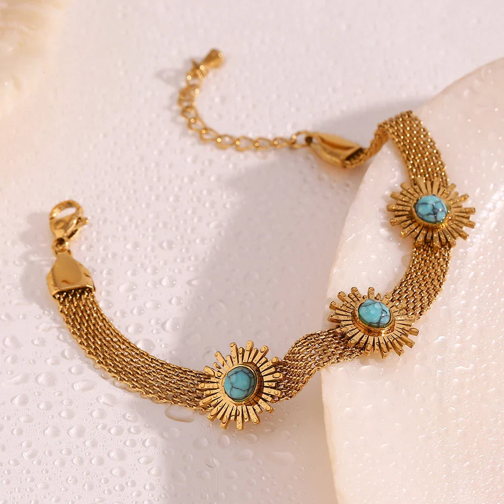 Sonnenblumen-Edelstahl-Armband