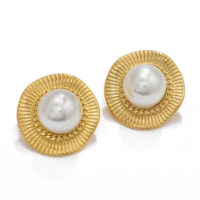 Brincos Barrocos de Pérolas Imitadas Banhados a Ouro