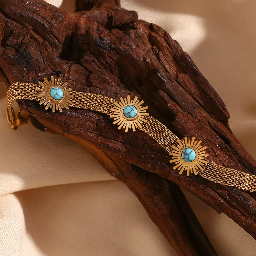 Sonnenblumen-Edelstahl-Armband