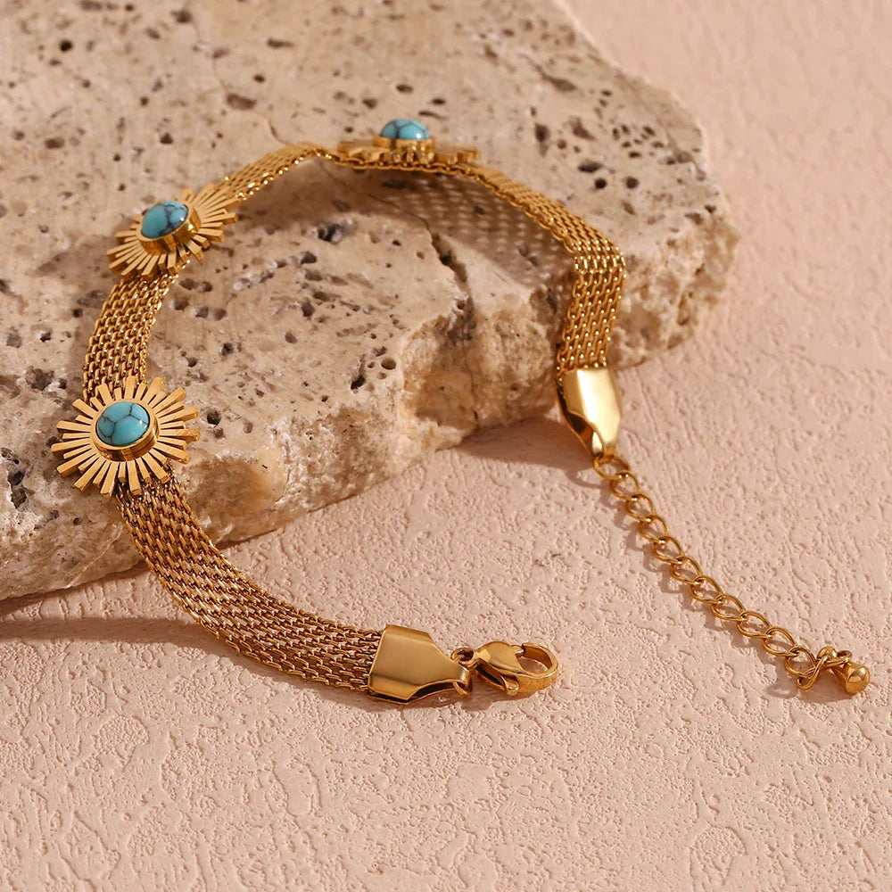 Sonnenblumen-Edelstahl-Armband