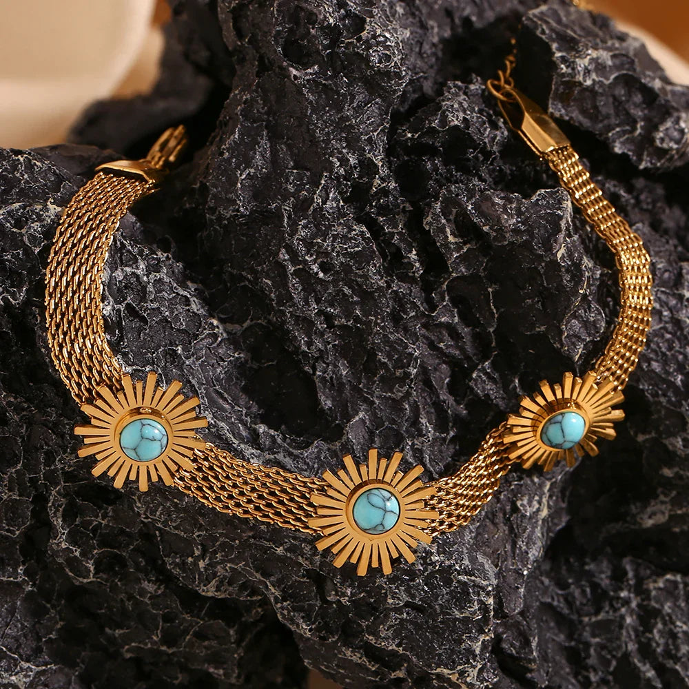 Sonnenblumen-Edelstahl-Armband