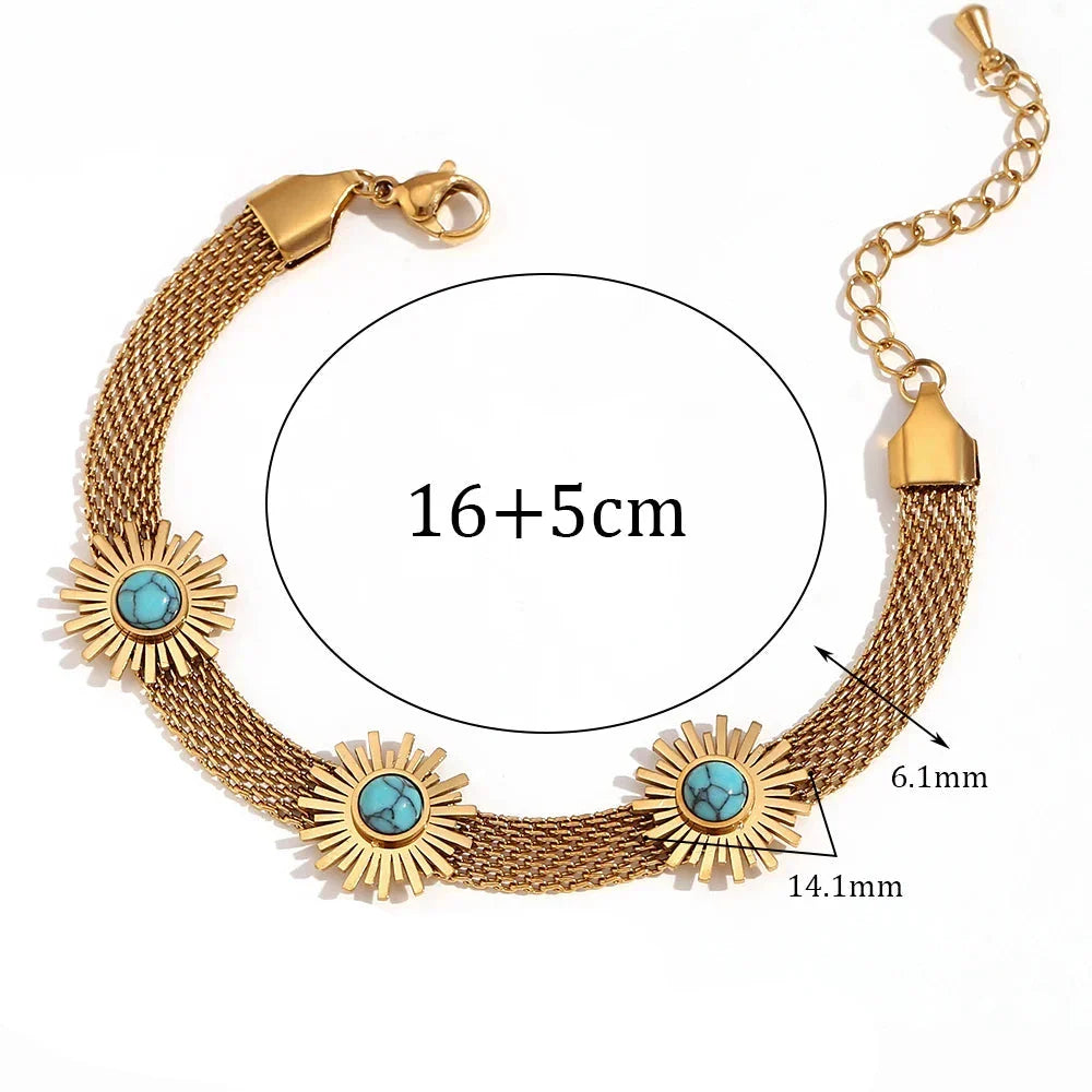 Sonnenblumen-Edelstahl-Armband