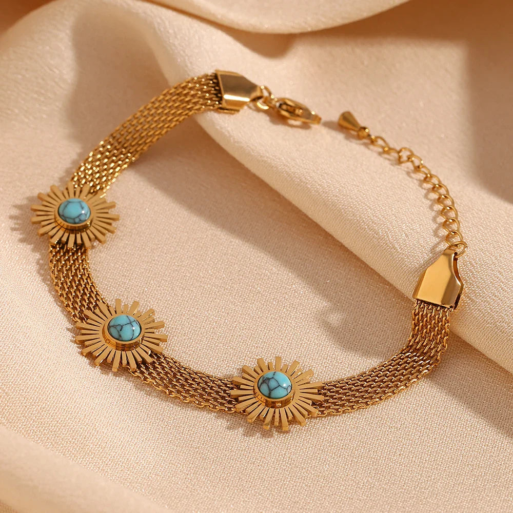 Sonnenblumen-Edelstahl-Armband