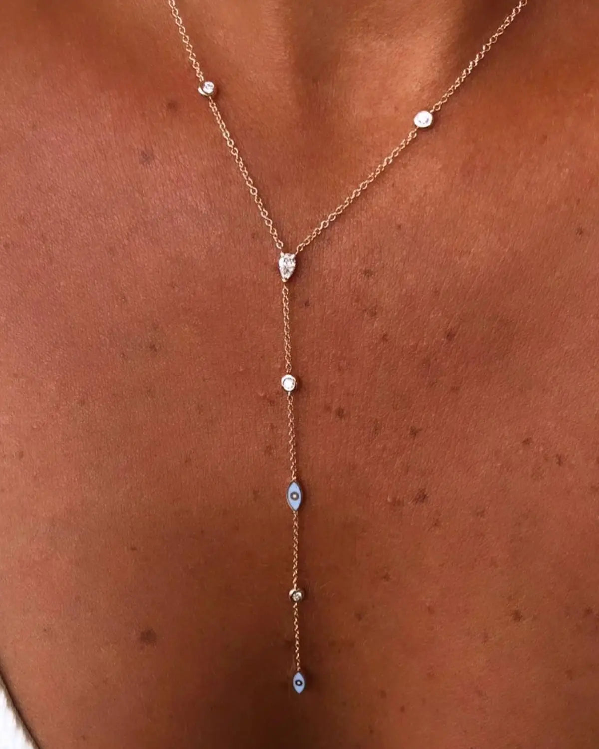 Colar Elegante de Olho Grego com Zircônia Cúbica