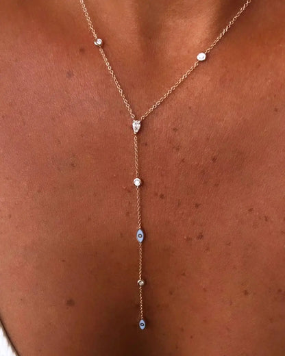 Colar Elegante de Olho Grego com Zircônia Cúbica