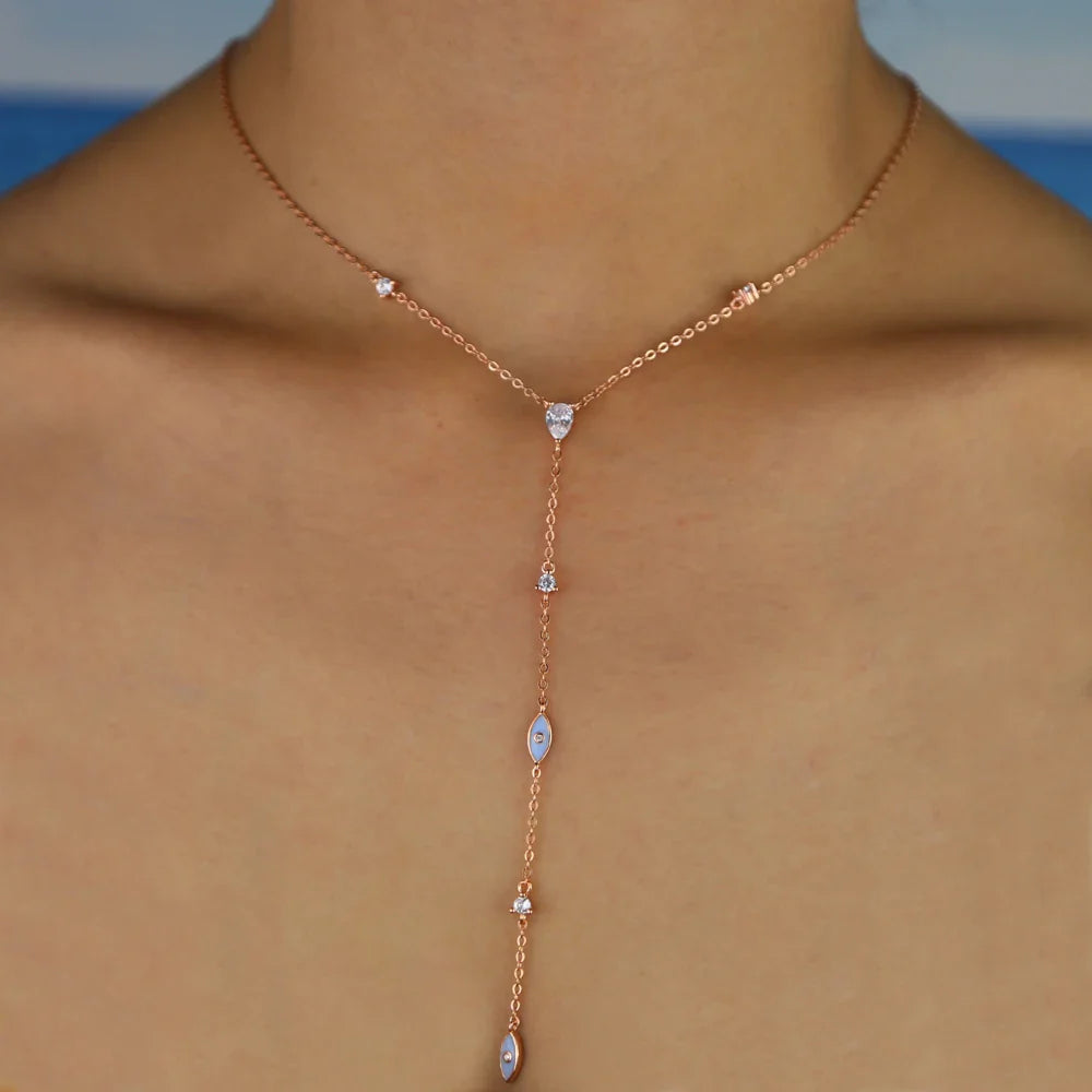 Colar Elegante de Olho Grego com Zircônia Cúbica