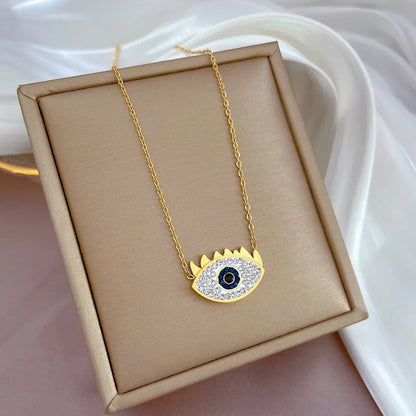 Colar Hamsa com Zircônia Cúbica e Olho Grego