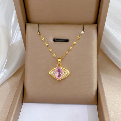 Colar Hamsa com Zircônia Cúbica e Olho Grego
