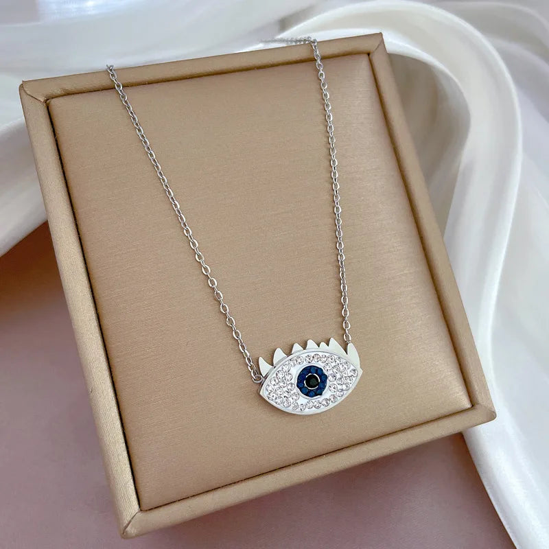 Colar Hamsa com Zircônia Cúbica e Olho Grego