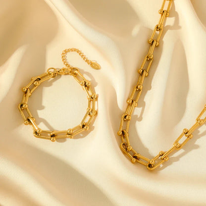 Colar e Pulseira de Aço Inoxidável com Zircão - EILIECK
