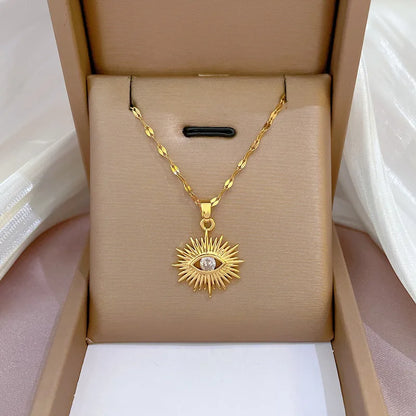 Colar Hamsa com Zircônia Cúbica e Olho Grego