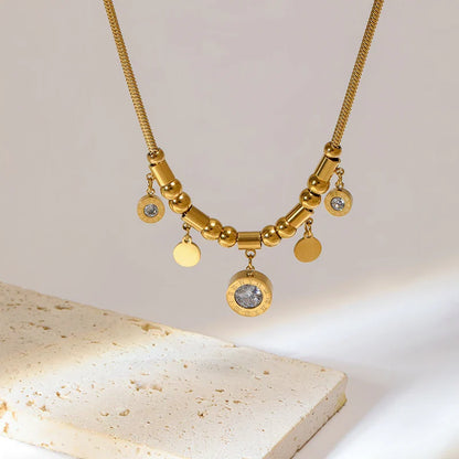 Colar e Pulseira de Aço Inoxidável com Zircão - EILIECK