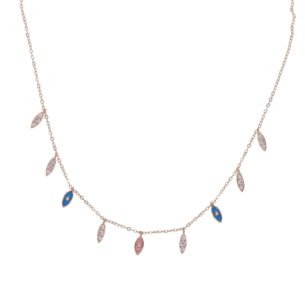 Colar Elegante de Olho Grego com Zircônia Cúbica