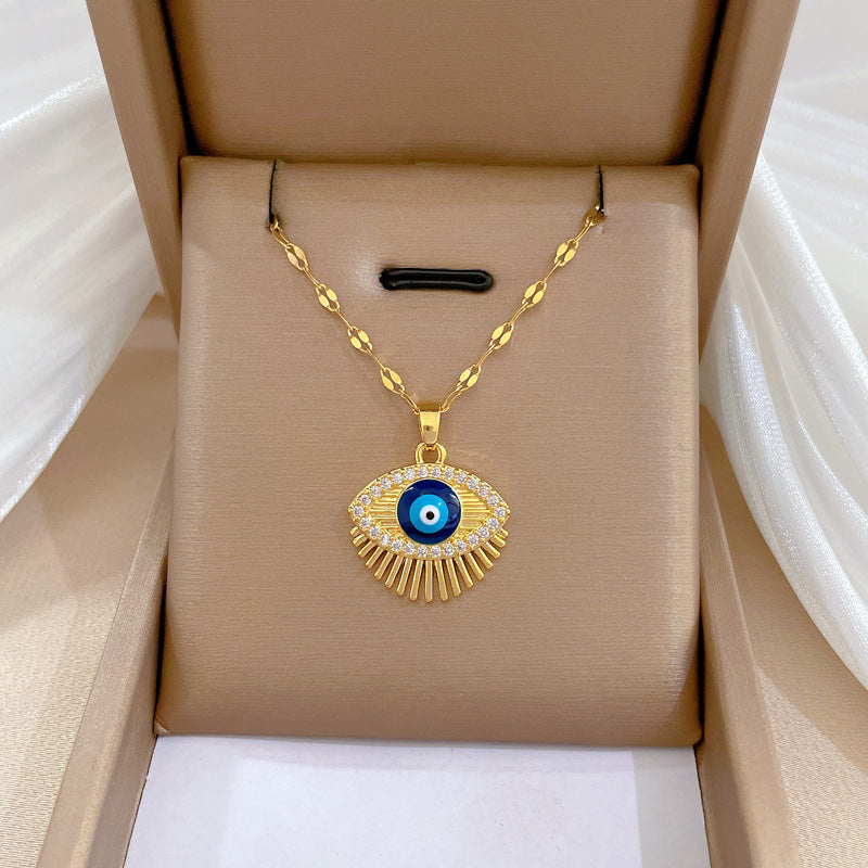Colar Hamsa com Zircônia Cúbica e Olho Grego