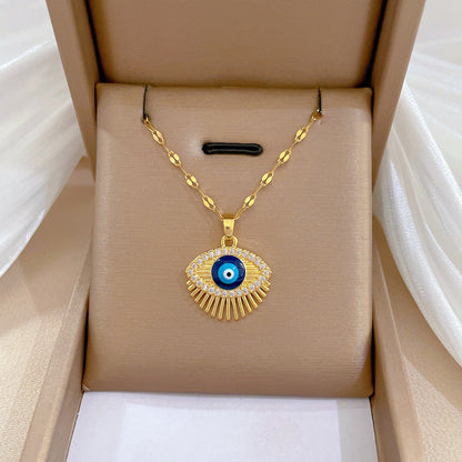 Colar Hamsa com Zircônia Cúbica e Olho Grego