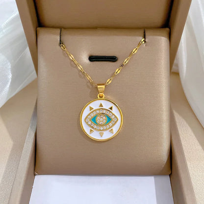 Colar Hamsa com Zircônia Cúbica e Olho Grego
