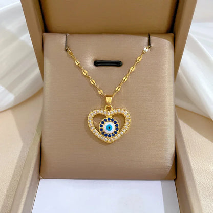 Colar Hamsa com Zircônia Cúbica e Olho Grego