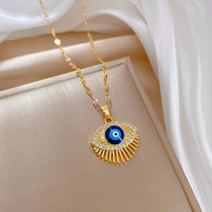 Colar Hamsa com Zircônia Cúbica e Olho Grego