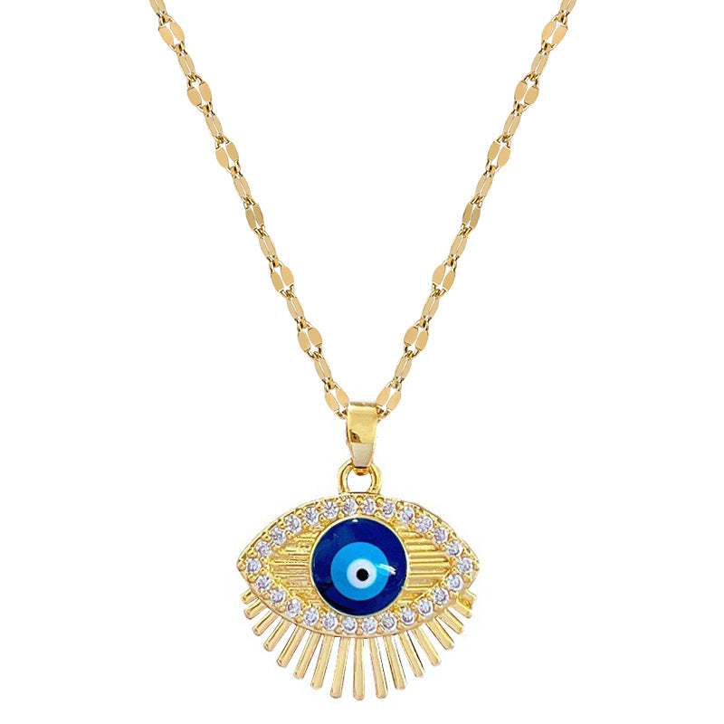 Colar Hamsa com Zircônia Cúbica e Olho Grego