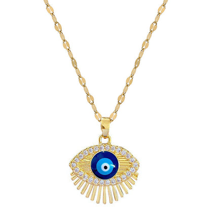 Colar Hamsa com Zircônia Cúbica e Olho Grego