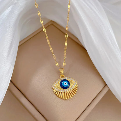 Colar Hamsa com Zircônia Cúbica e Olho Grego