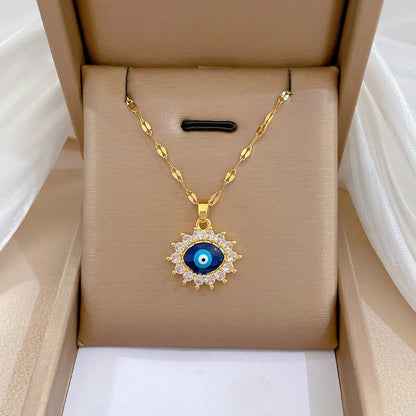 Colar Hamsa com Zircônia Cúbica e Olho Grego