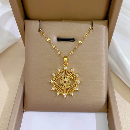 Colar Hamsa com Zircônia Cúbica e Olho Grego