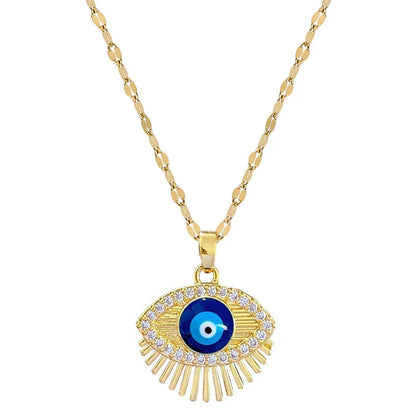 Colar Hamsa com Zircônia Cúbica e Olho Grego