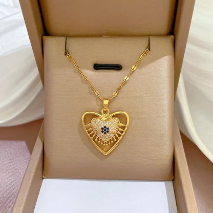 Colar Hamsa com Zircônia Cúbica e Olho Grego