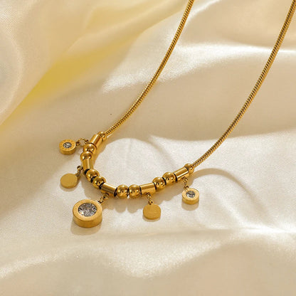 Colar e Pulseira de Aço Inoxidável com Zircão - EILIECK