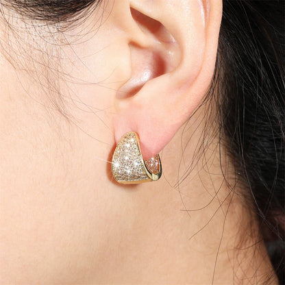 Brincos de Argola Zircão Triangular Versáteis