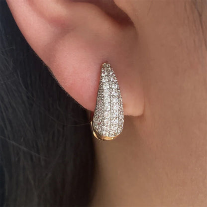 Brincos de Argola Dourados com Zircônia Brilhante