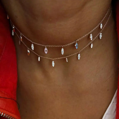 Colar Elegante de Olho Grego com Zircônia Cúbica