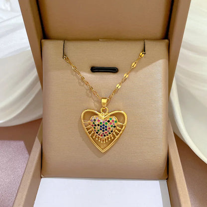 Colar Hamsa com Zircônia Cúbica e Olho Grego