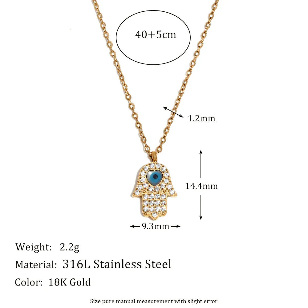 Colar de Pingente Olho Grego em Aço Inoxidável 18K