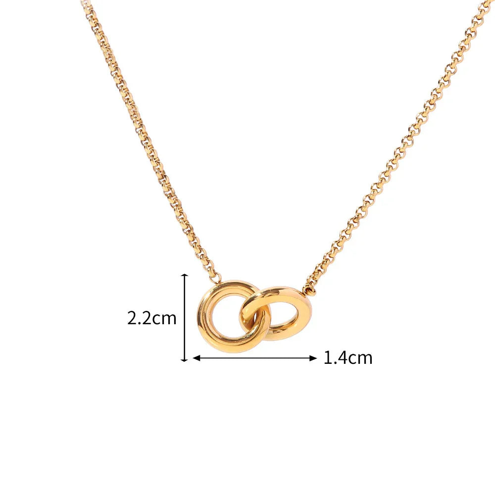 Colar Duplo Círculo Dourado com Pingente Elegante