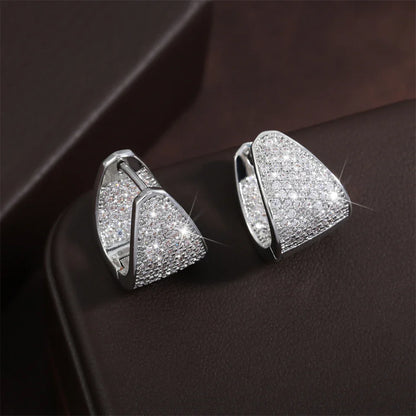 Brincos de Argola Zircão Triangular Versáteis